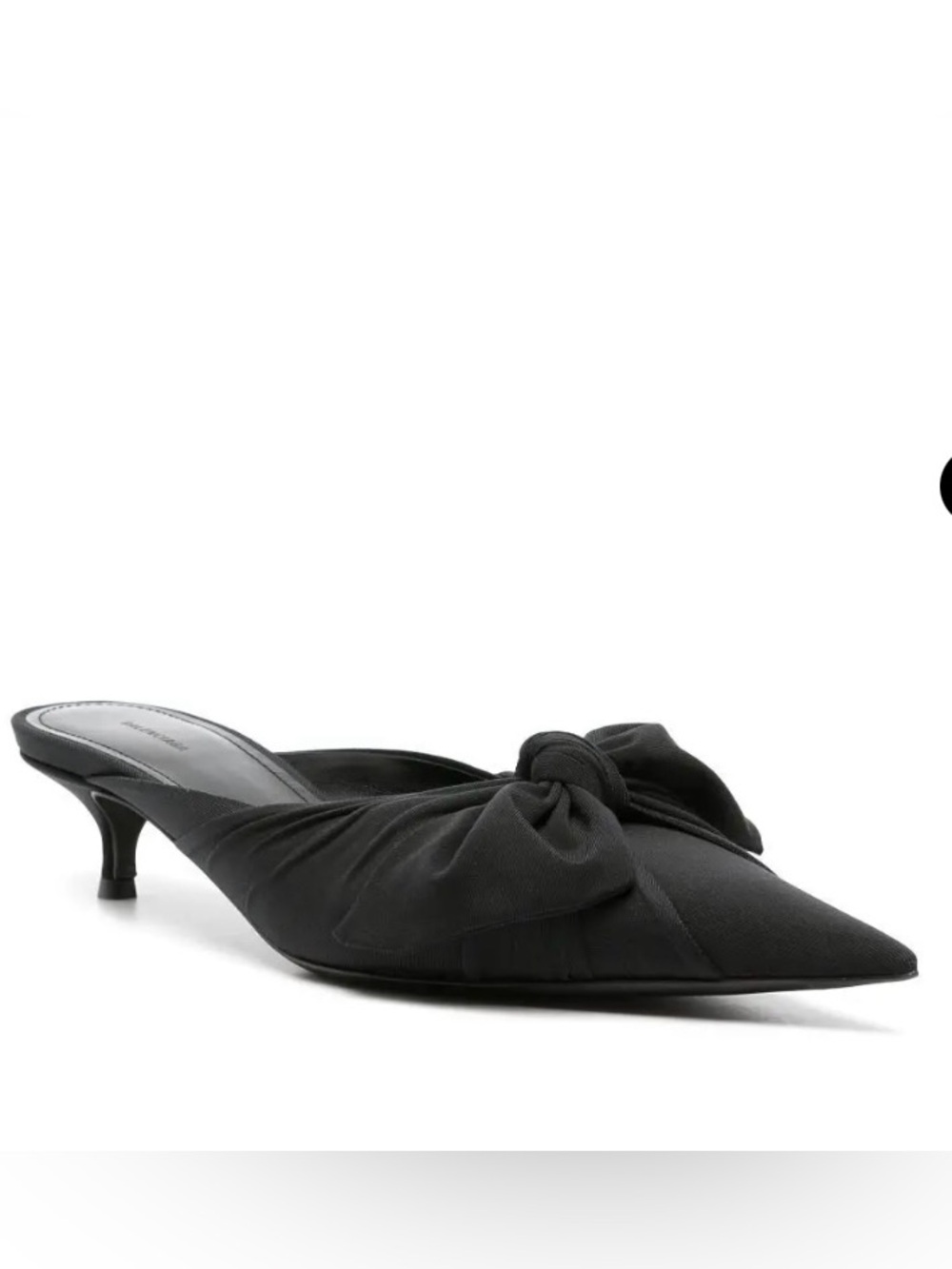 Balenciaga Knife Knot 40mm Pointed-Toe Kitten Heel Mules in Black New With Tags
